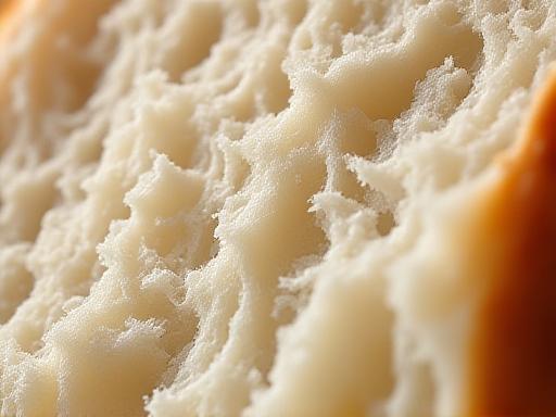 Close-up visual of a bubbly, airy bread crumb texture