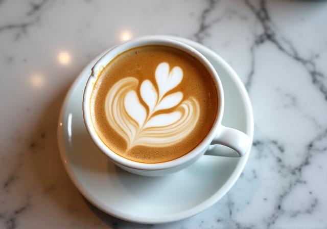 Hot latte with latte art