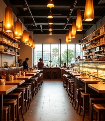 Aurosa Bakes cafe interior with soft morning light