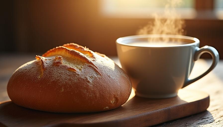Artisanal bread and coffee setting at Aurosa Bakes